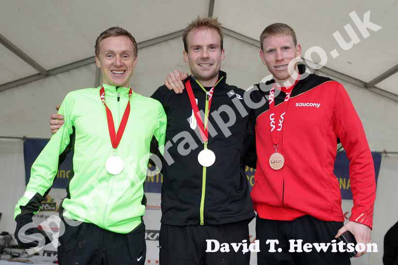 Senior mens result, from left to right: 2nd Steve Vernon, winner Frank Tickner and 3rd Andy Vernon, McCain World Cross Country Trials and Inter Counties.